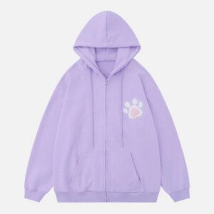 Paw Print Zipper Hoodie